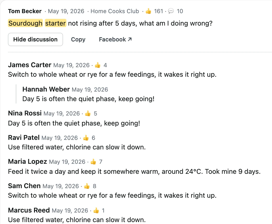 A saved discussion with every comment and reply